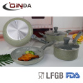 Marble coating 6pcs cookware sets with silicon handle